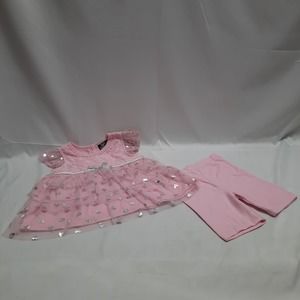 NWOT DDG Girls Pink Lace & Tulle 2 piece Capri and Top set Size 4T